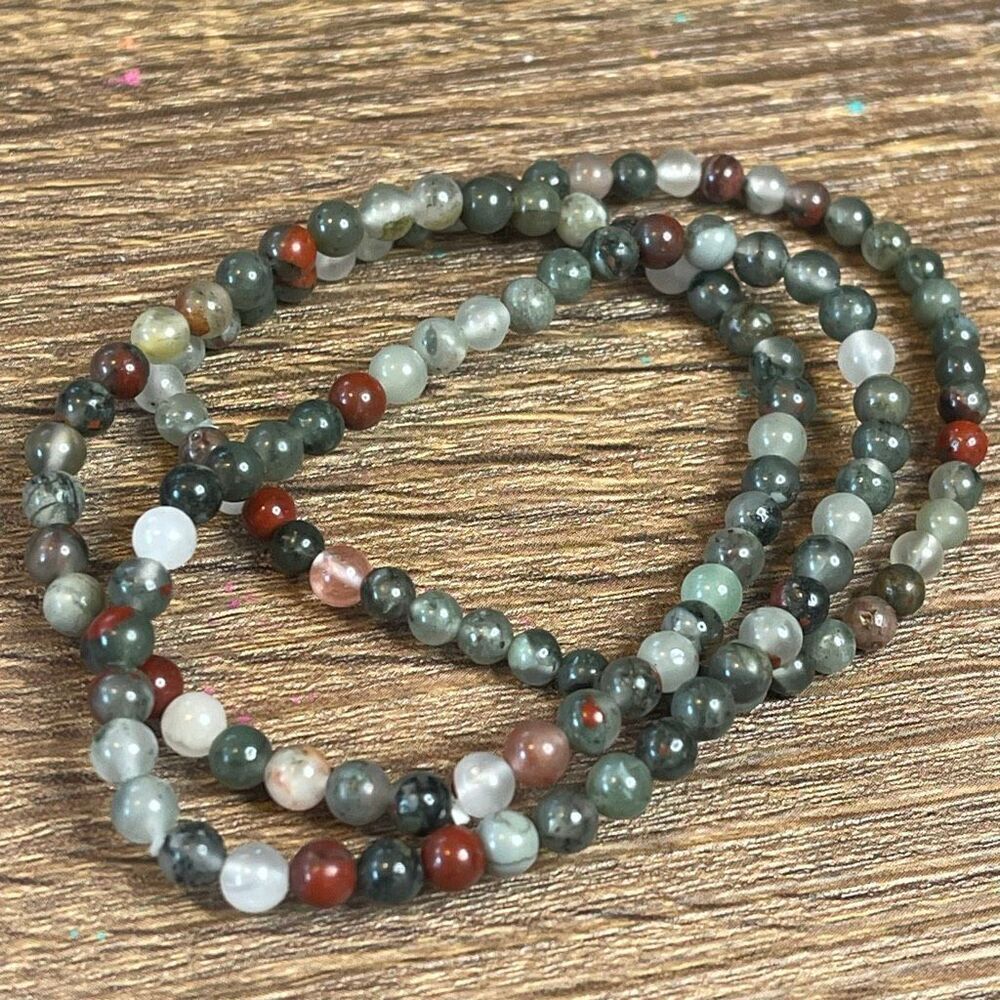 African Blood Stone NEW Crystal stretch bracelet one 7” 5mm beaded beads seftoni